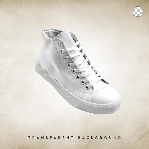 White Leather Sneaker isolated on transparent background