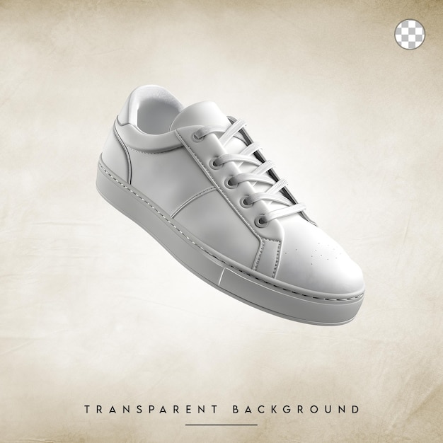 White Leather Sneaker isolated on transparent background