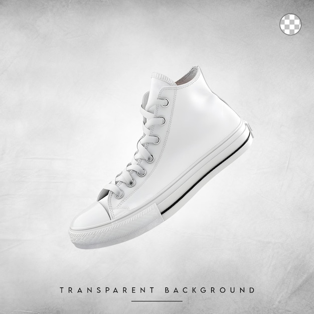 White Leather Sneaker isolated on transparent background