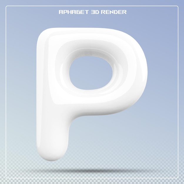 white letter P font bubble Alphabet 3d render