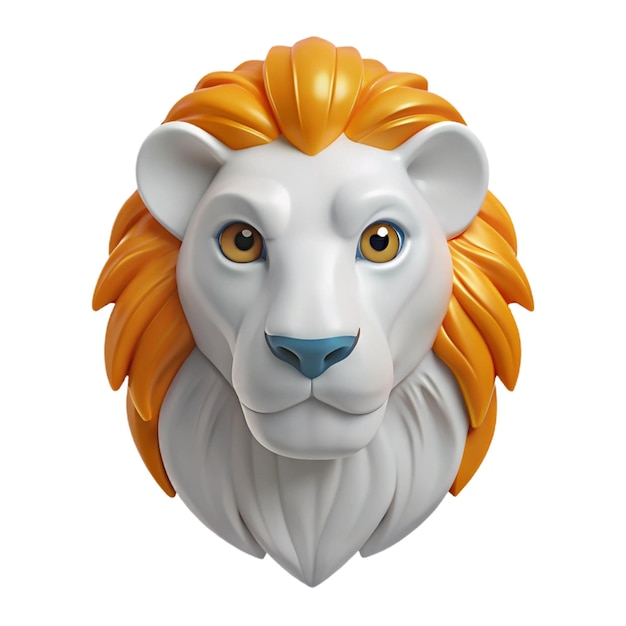 PSD a white lion head with a gold mane and a gold crown