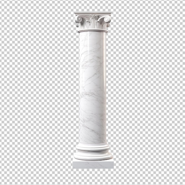 PSD white marble pillar isolated on transparent background