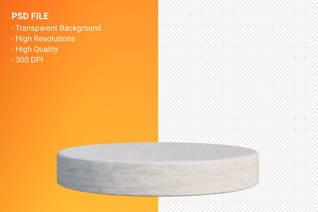 White minimal marble podium rendering isolated