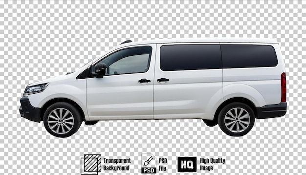 White Minivan Parked Outside isolated on transparent background