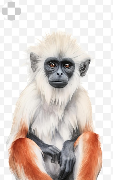 White monkey portrait PNG background