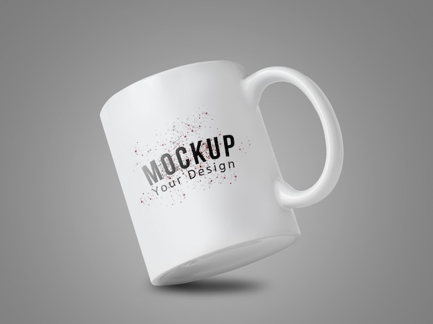 White mug cup mockup for your design on grey background