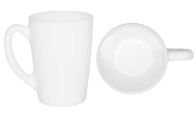 White mug or cup on a transparent background Top and side view