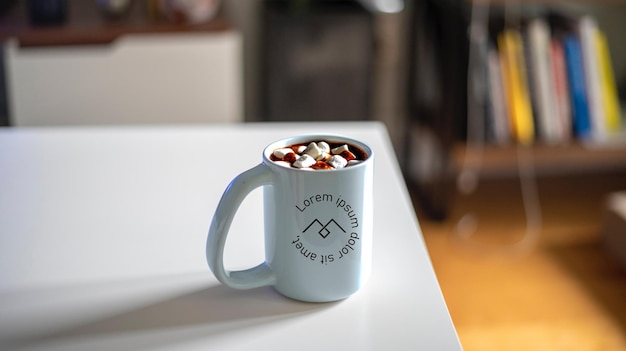 White mug on table mockup