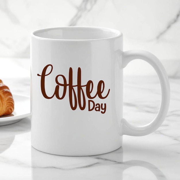 a white mug with the words coffee day written on it