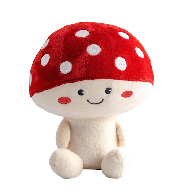 a white mushroom with a red hat on it