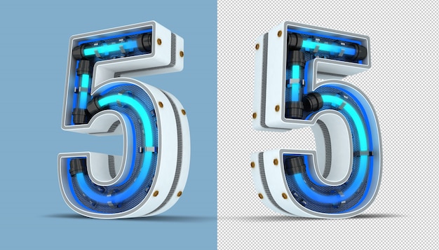 White number Neon light 3d rendering illustration