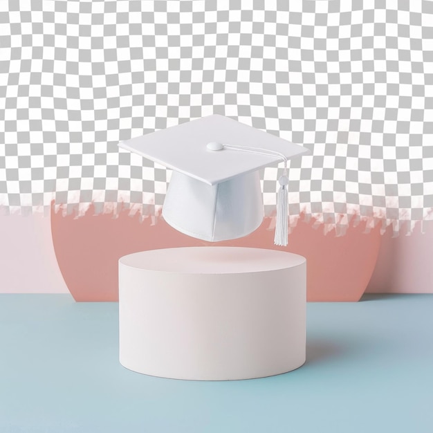 a white object with a graduation cap on it