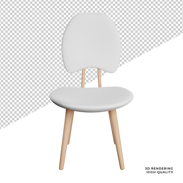 PSD white office chair front view icon 3d rendering illustration on transparent background