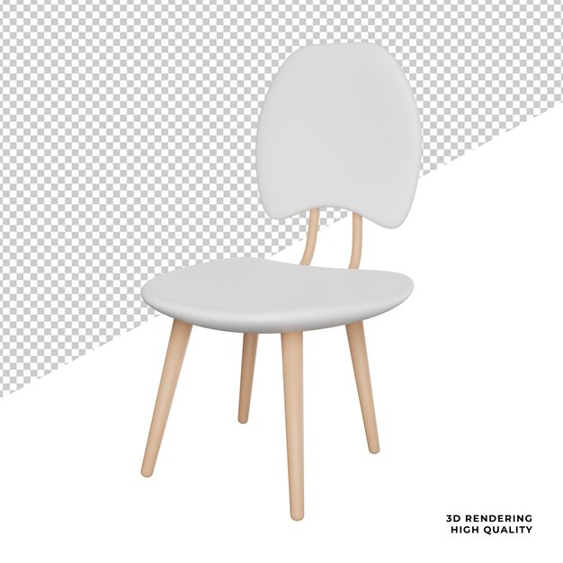 PSD white office chair side view icon 3d rendering illustration on transparent background