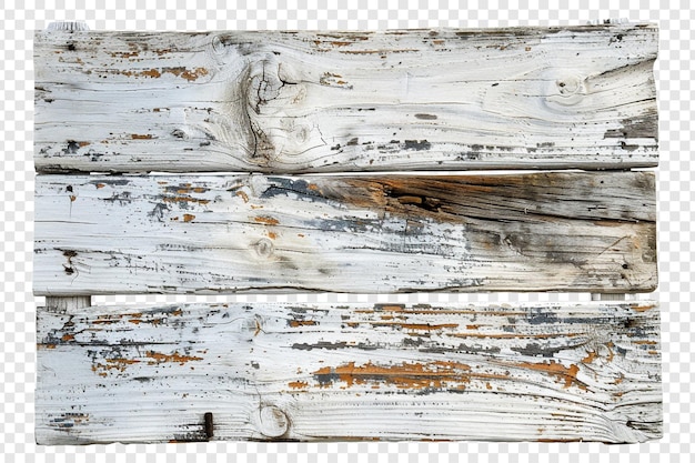 PSD white old wooden board isolated on transparent background