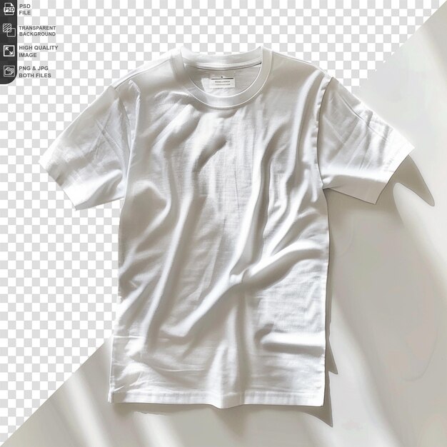 White open tshirt with round neck on transparent background