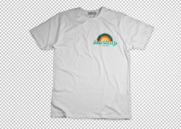 White opened t-shirt over transparent surface mockup