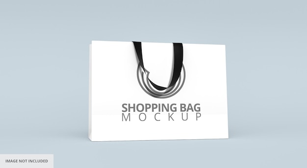 White Paper Shopping Bag Mockup Black Handle