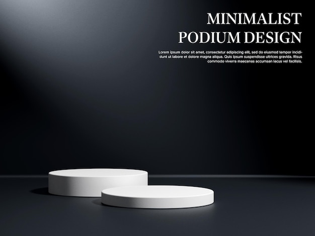 White pedestal product display stand podium empty platform geometric dark scene product presentation