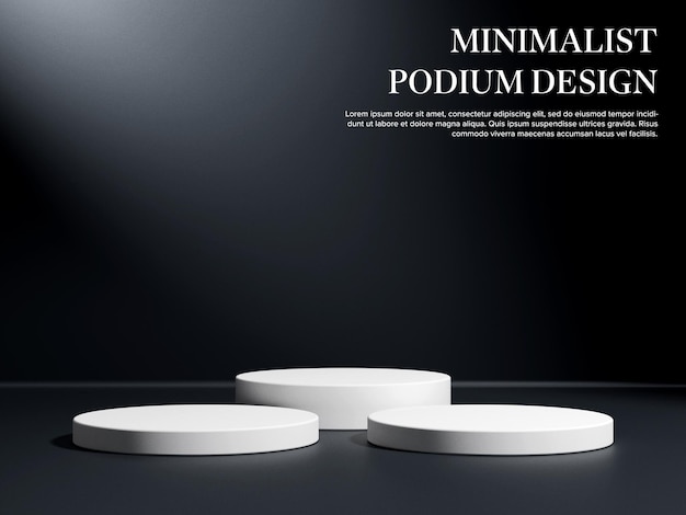 White pedestal product display stand podium empty platform geometric dark scene product presentation