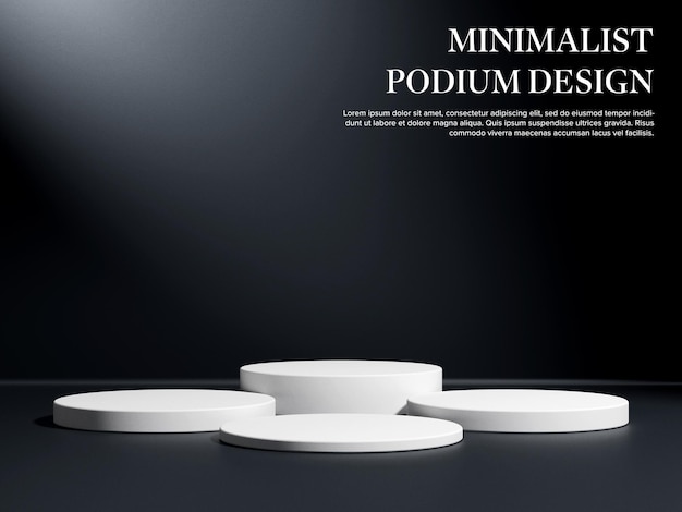 White pedestal product display stand podium empty platform geometric dark scene product presentation