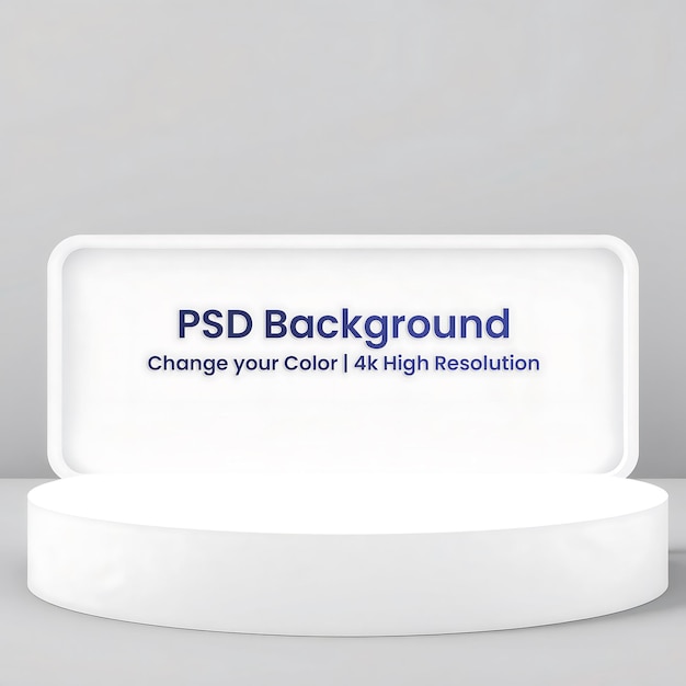 PSD white pedestal and rectangle shape with shadow on grey background