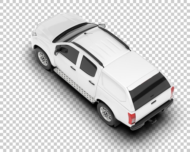 White pickup truck on transparent background 3d rendering illustration