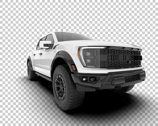 White pickup truck on transparent background 3d rendering illustration