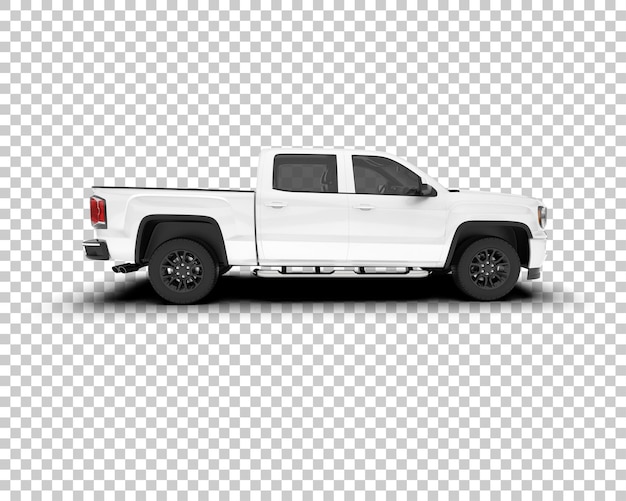 White pickup truck on transparent background 3d rendering illustration