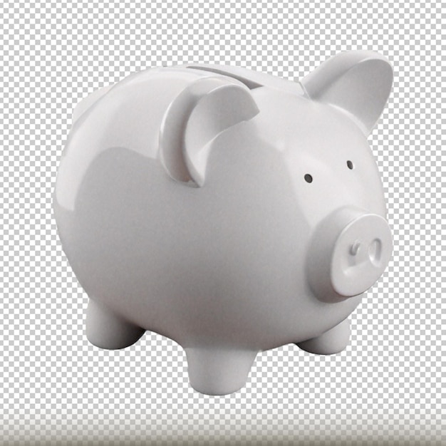 PSD white piggy bank isolated on transparent background