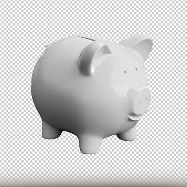 PSD white piggy bank isolated on transparent background