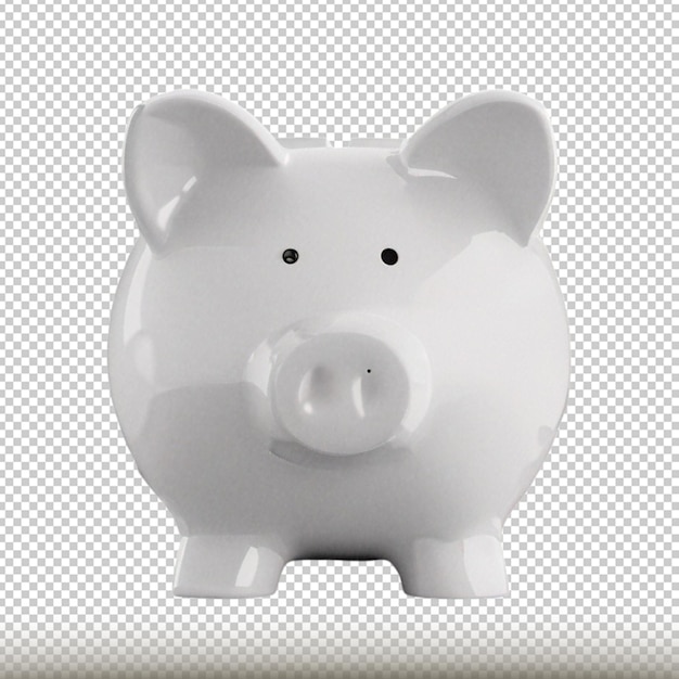 PSD white piggy bank isolated on transparent background