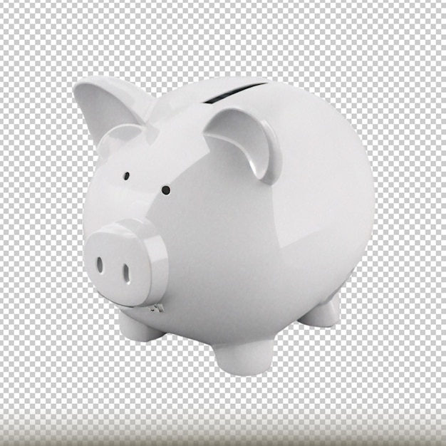 PSD white piggy bank isolated on transparent background