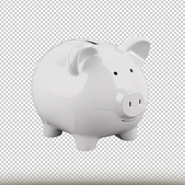 PSD white piggy bank isolated on transparent background