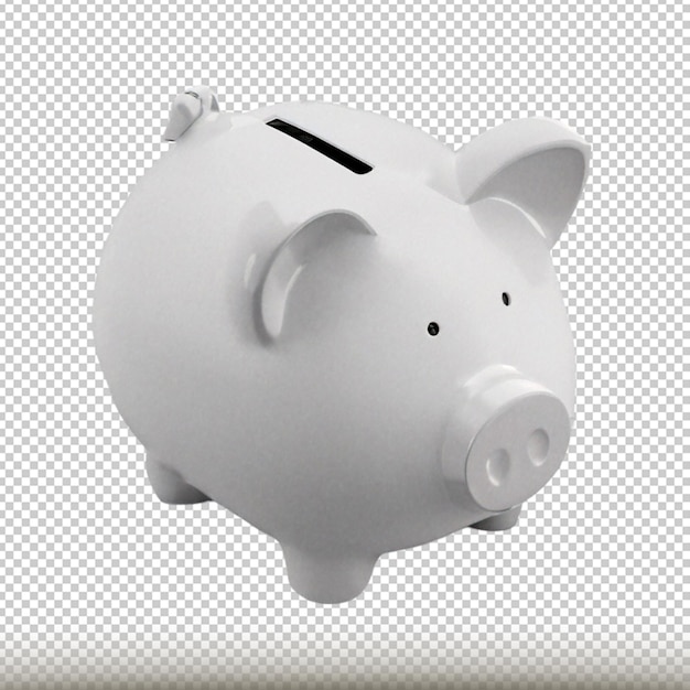 PSD white piggy bank isolated on transparent background