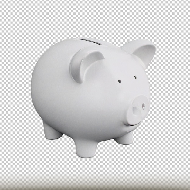 PSD white piggy bank isolated on transparent background