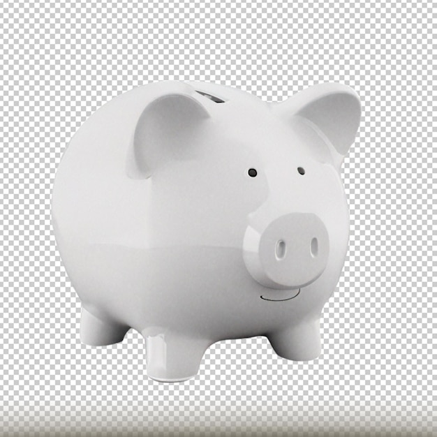 PSD white piggy bank isolated on transparent background