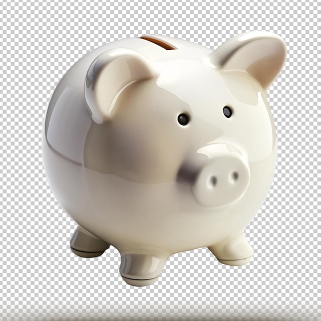 white piggy bank isolated on transparent background