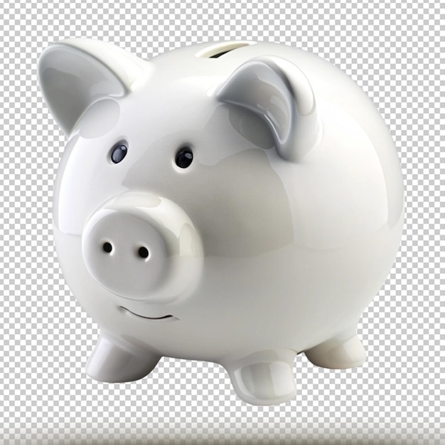 PSD white piggy bank isolated on transparent background