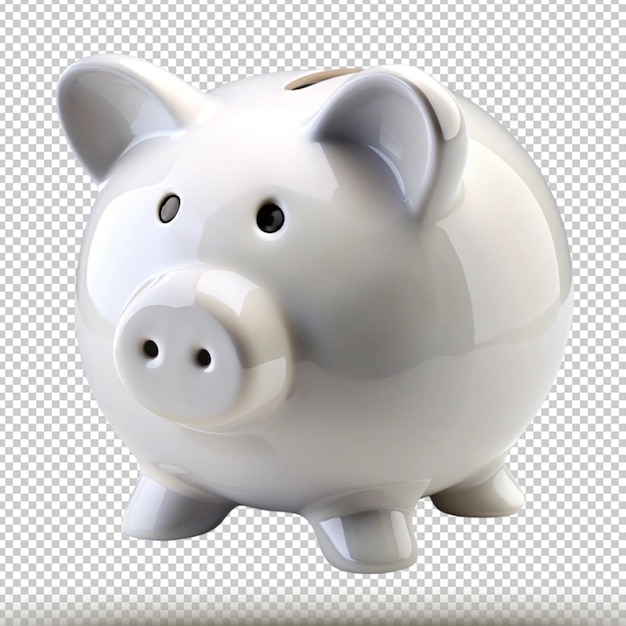 white piggy bank isolated on transparent background