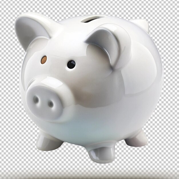 white piggy bank isolated on transparent background