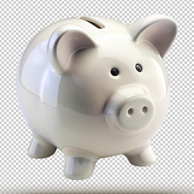 white piggy bank isolated on transparent background