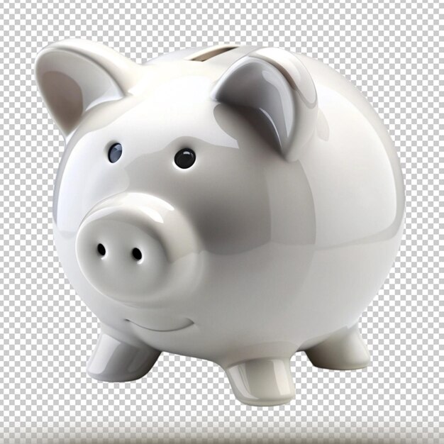 white piggy bank isolated on transparent background