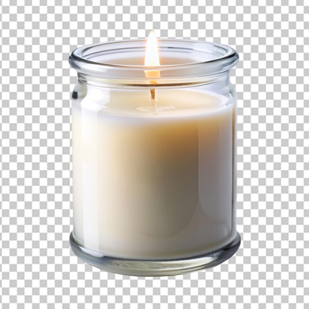 PSD white pillar candle glass jar transparent background