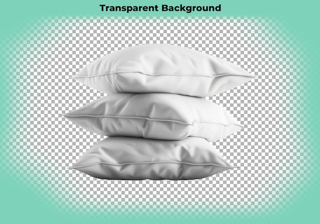 PSD white pillows isolated on transparent background