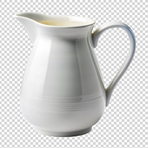 White pitcher with a handle isolated on transparent background