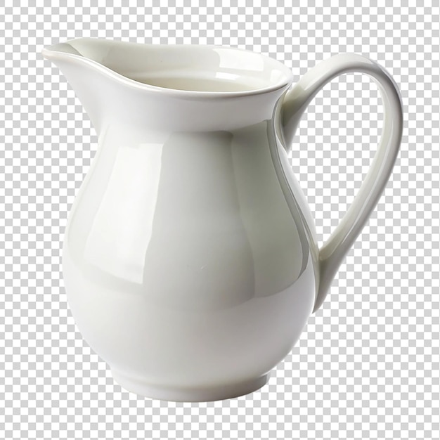 White pitcher with a handle isolated on transparent background