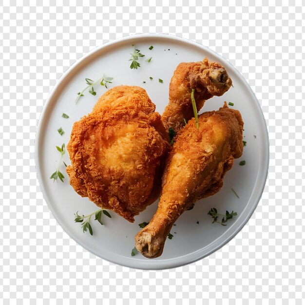 PSD white plate of fried chicken on wood table