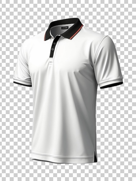 a white polo shirt with a black collar and a black collar