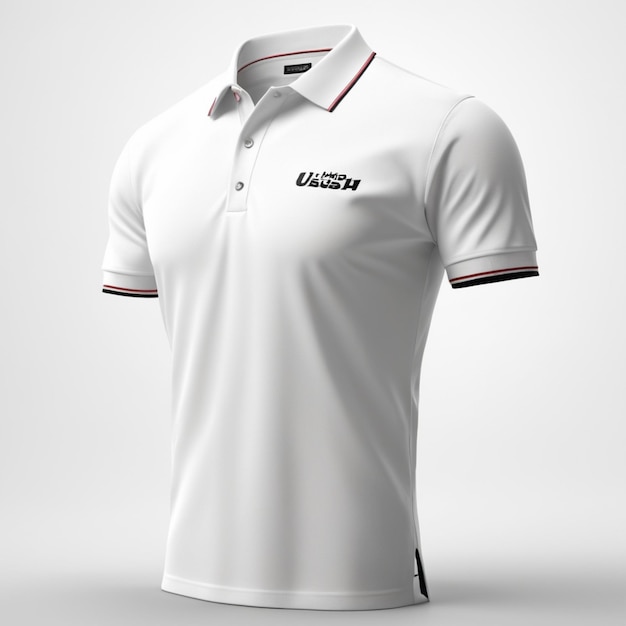 a white polo shirt with the name quot esca quot on the front